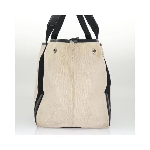 Pre Loved BALENCIAGA Navy Kabas S Hand Bag Canvas White Black Silver 339933 Auth - Picture 4 of 8